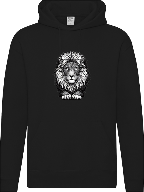 Premium hoodie mandala lion head in gray