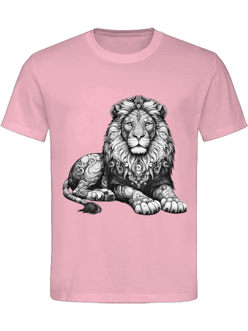 Heavy cotton t-shirt mandala lion in gray