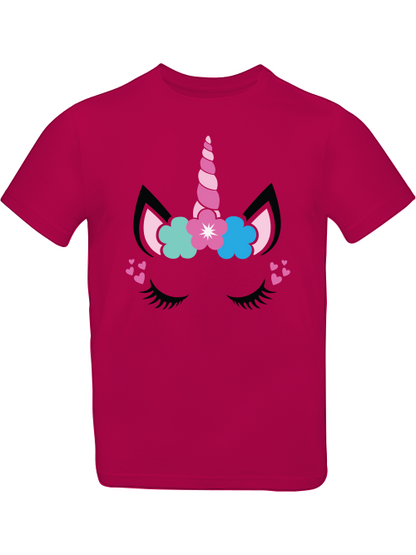 Camiseta infantil SK con estampado de unicornio, flor y corazón.