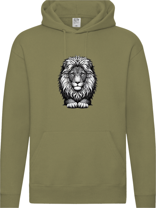 Premium hoodie mandala lion head in gray