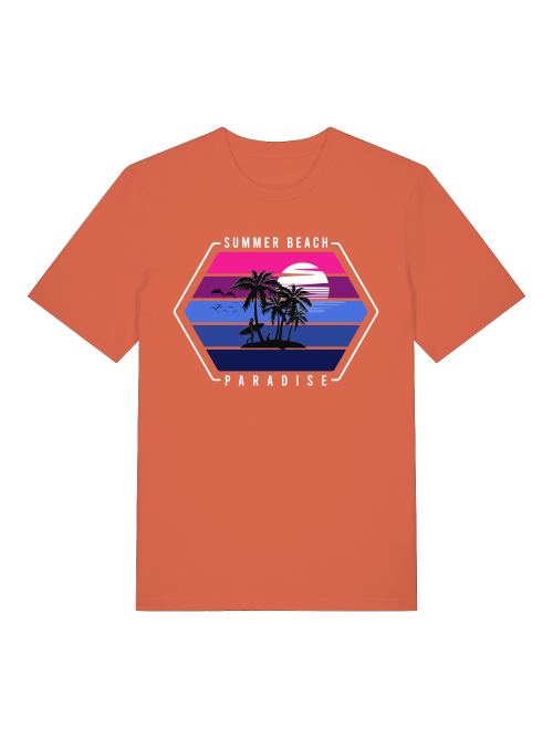 Retro Surfer Sunset Front - Unisex Erwachsenen Bio Baumwolle Kurzarm Shirt Creator T-Shirt 2.0 ST/ST SH