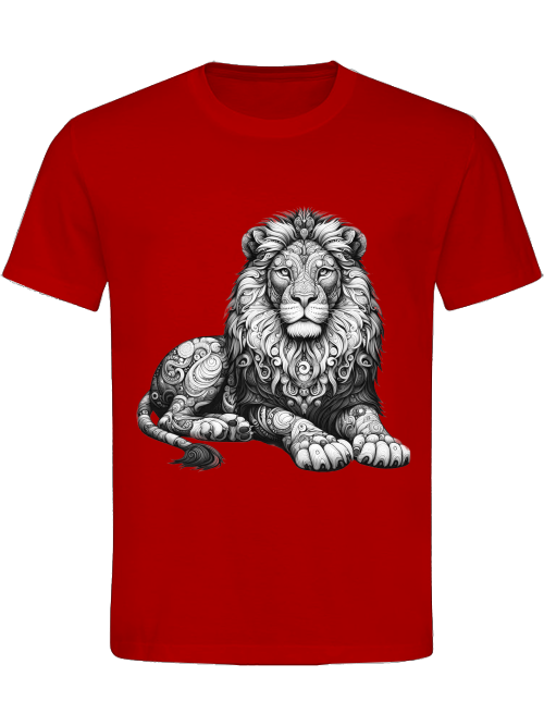 Heavy cotton t-shirt mandala lion in gray