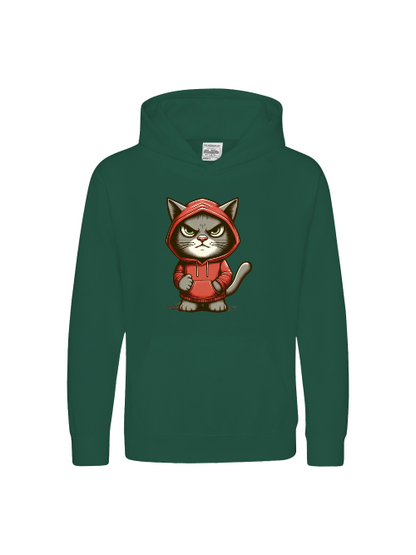 Sudadera con capucha premium para niños Dulce gato sombrío