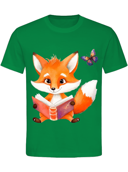 Heavy Cotton T-Shirt Partner Shirt Fox with Butterfly