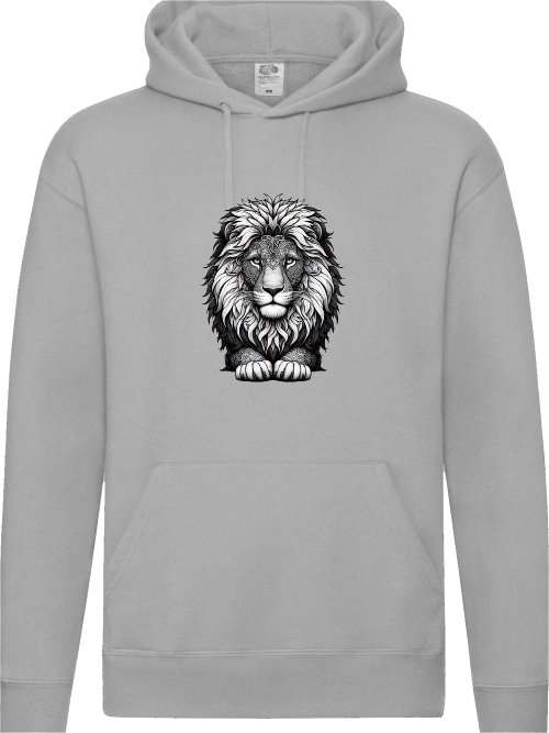 Premium hoodie mandala lion head in gray