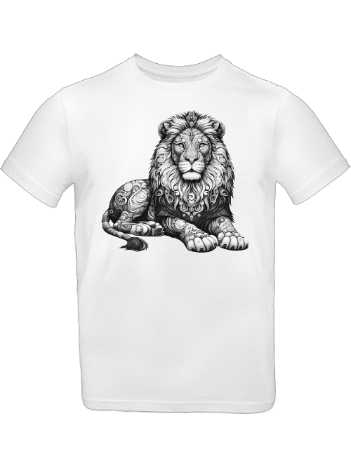 T-shirt kids mandala lion in gray