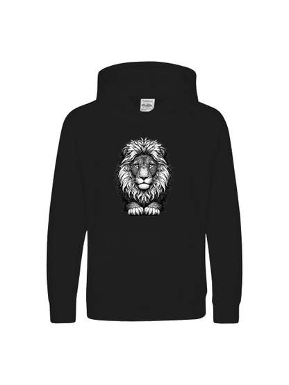 Sudadera con capucha premium para niños Sweet Mandala cabeza de león en gris
