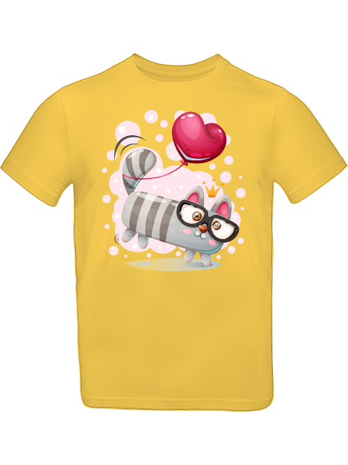 Cartoon Mini Katze mit Herzluftballon T-Shirt Kids SK