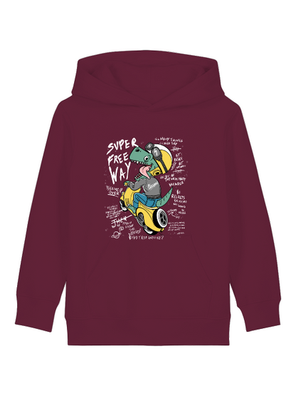 Cartoon Dinospeed auf Motorroller - Mini Cruiser Hoodie 2.0 Kinder Kapuzenpullover SK