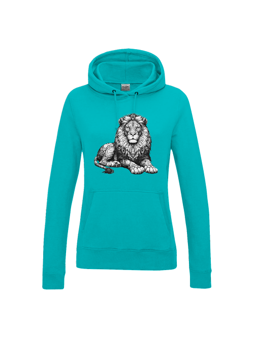 Girlie College Hoodie Mandala Löwe in grau