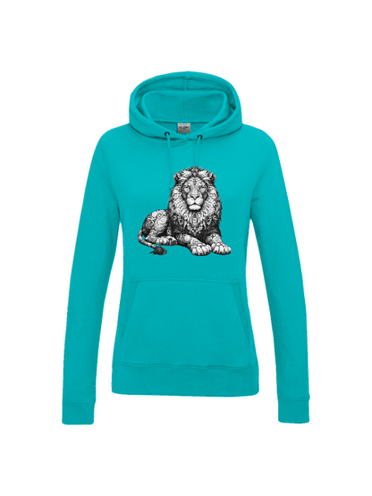 Girlie College Sudadera con capucha Mandala Lion en gris
