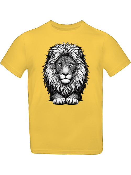 T-shirt kids mandala lion head in gray