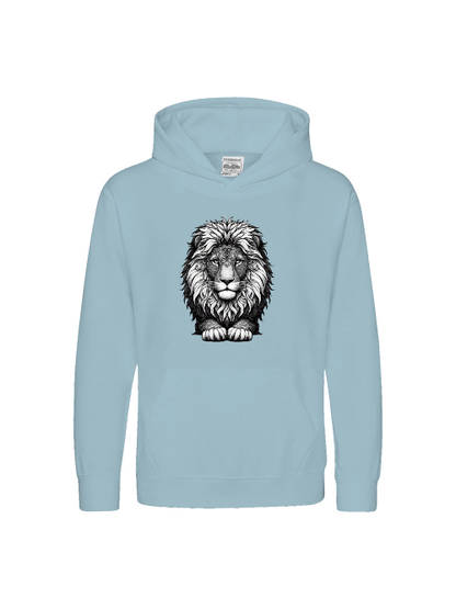 Sudadera con capucha premium para niños Sweet Mandala cabeza de león en gris