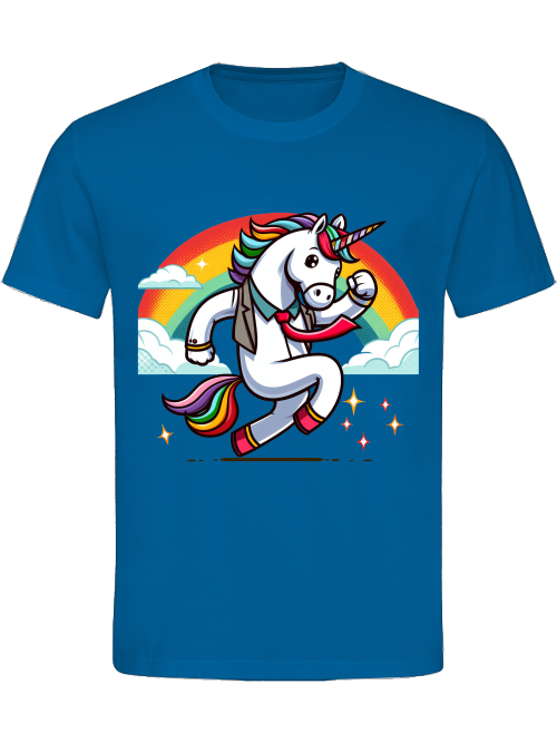 Heavy cotton t-shirt unicorn with rainbow