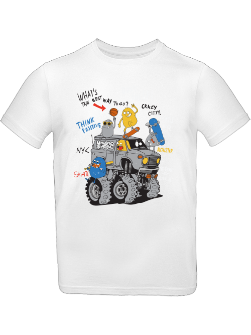 Camiseta de dibujos animados Monster Truck con amigos para niños