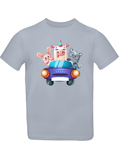 Camiseta infantil con estampado de dibujos animados de un cerdo, un conejo y un gato SK