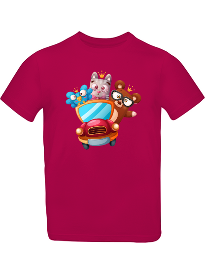 Cartoon Trio Vogel Baer Cat T-Shirt Kids SK