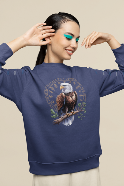 Adler auf Ast mit Runen - Unisex Erwachsenen Bio Changer Sweatshirt ST/ST SH
