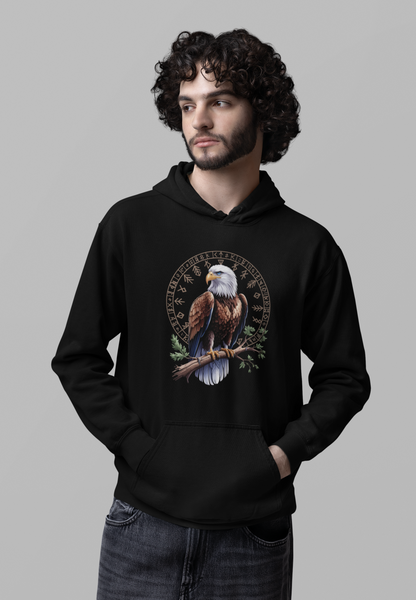 Adler auf Ast mit Runen - Unisex Erwachsenen Bio Organic Cruiser Hoodie 2.0 ST/ST