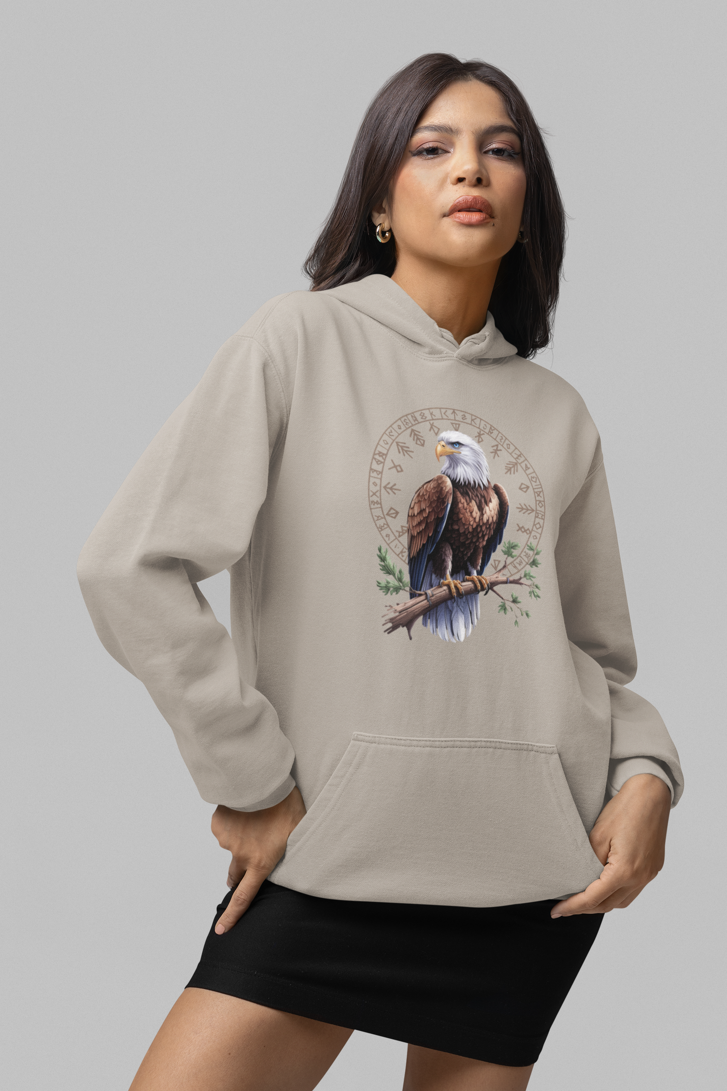 Adler auf Ast mit Runen - Unisex Erwachsenen Bio Organic Cruiser Hoodie 2.0 ST/ST