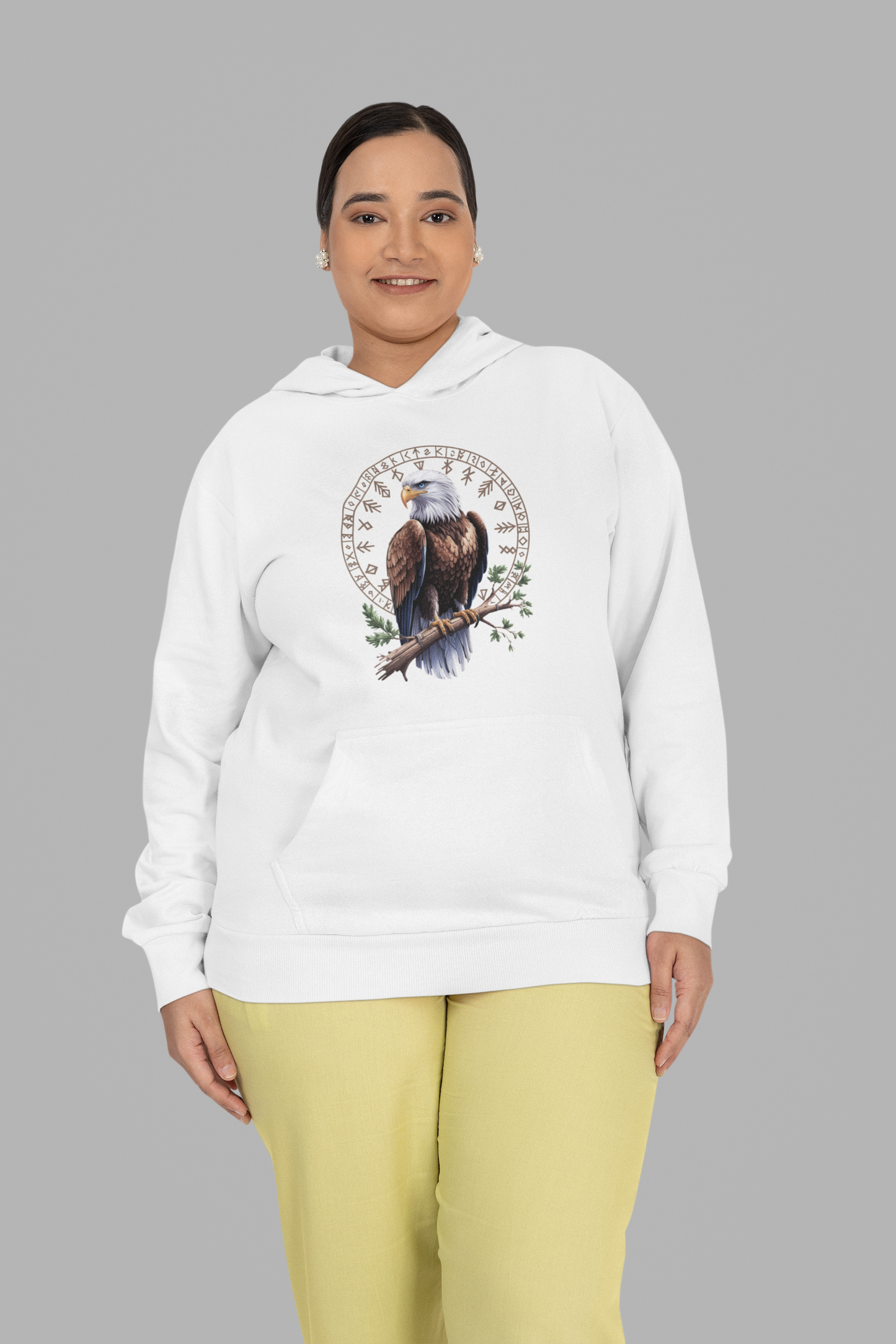 Adler auf Ast mit Runen - Unisex Erwachsenen Bio Organic Cruiser Hoodie 2.0 ST/ST