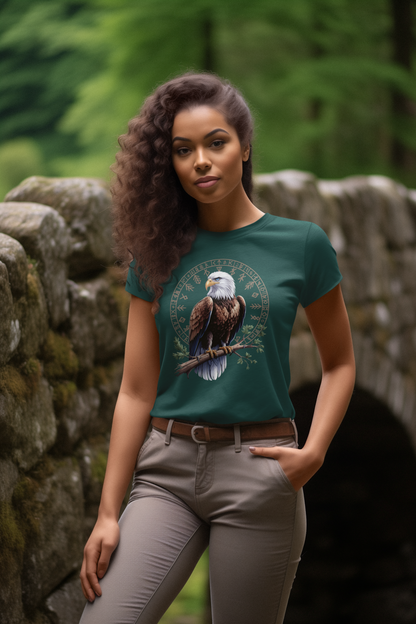 Adler auf Ast mit Runen - Unisex Erwachsenen Bio Baumwolle Kurzarm Shirt Creator T-Shirt 2.0 ST/ST SH