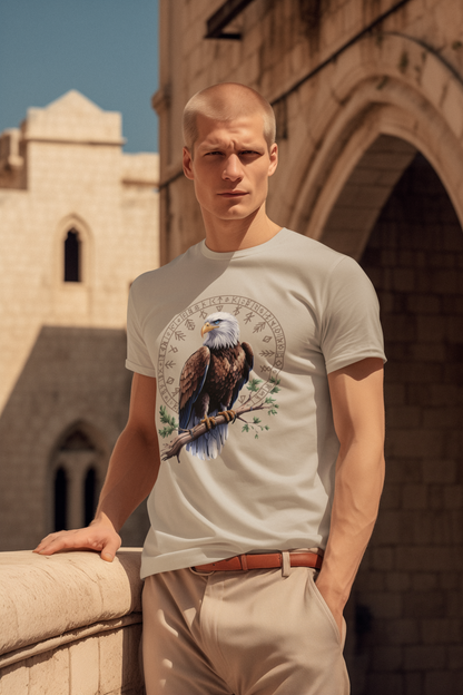 Adler auf Ast mit Runen - Unisex Erwachsenen Bio Baumwolle Kurzarm Shirt Creator T-Shirt 2.0 ST/ST SH