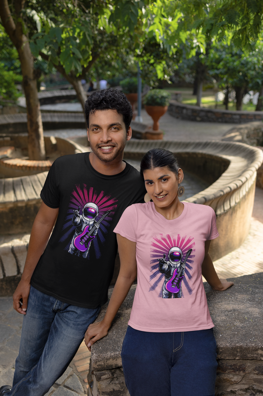 Astronaut Musik Vibes Front - Unisex Erwachsenen Bio Baumwolle Kurzarm Shirt Creator T-Shirt 2.0 ST/ST SK