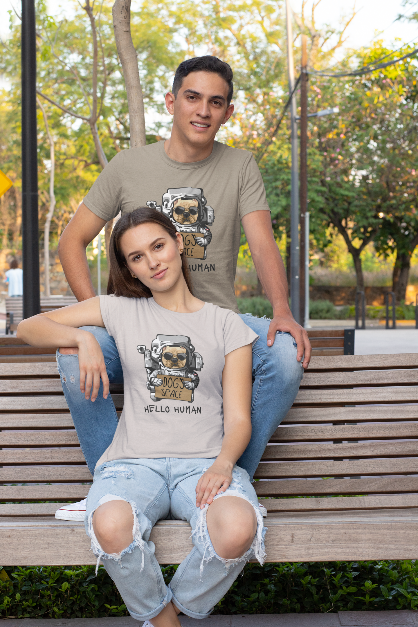 Astronauta Perros Espacio - Camiseta unisex para adultos de algodón orgánico de manga corta Creator T-Shirt 2.0 ST/ST SH
