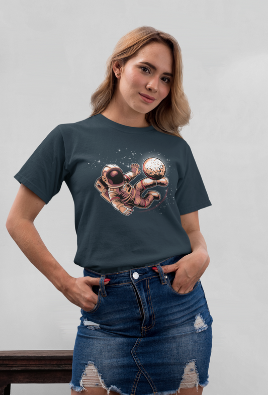 Astronaut Fussball Front - Unisex Erwachsenen Bio Baumwolle Kurzarm Shirt Creator T-Shirt 2.0 ST/ST SK