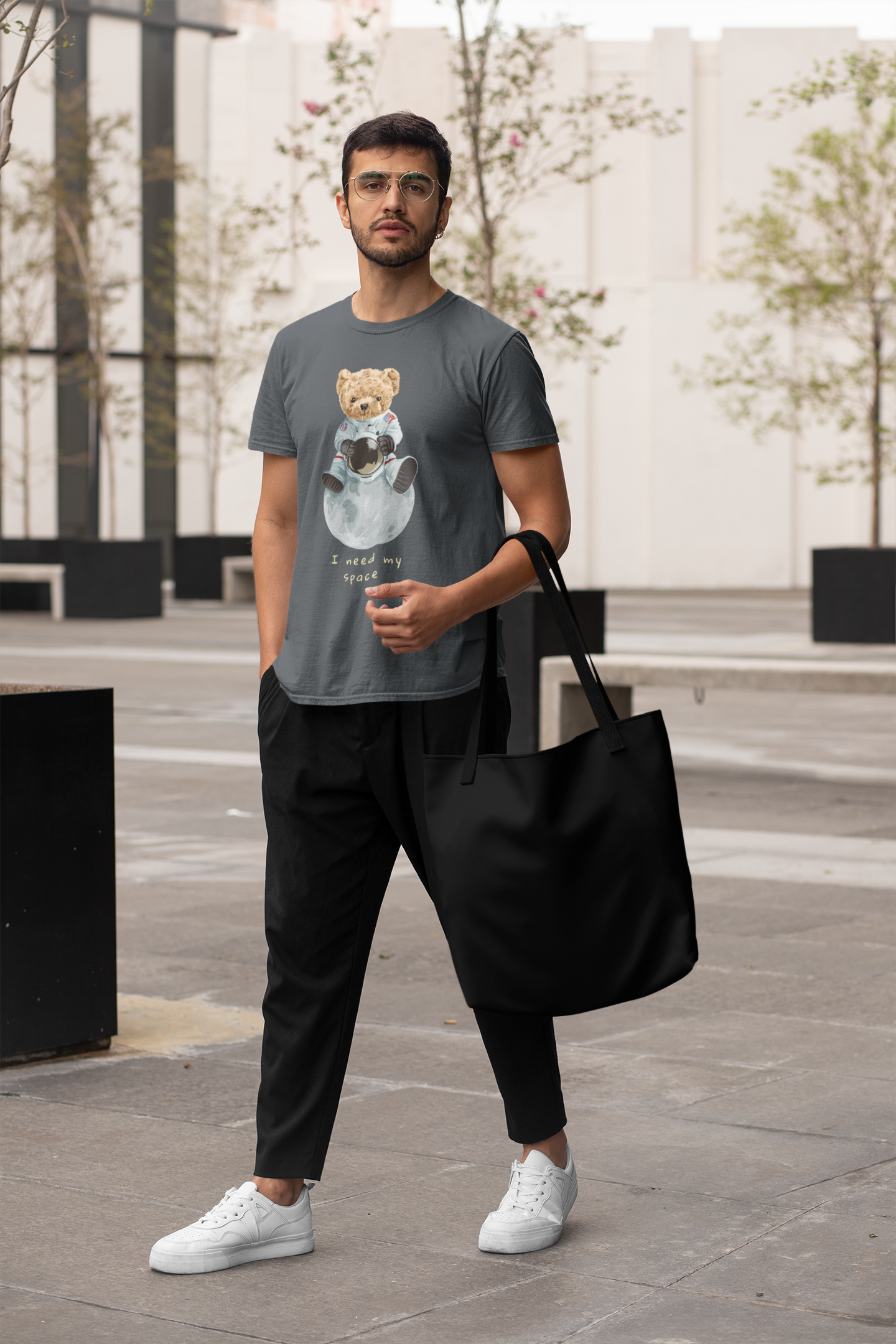 Astronaut Teddy Need my Space Front - Unisex Erwachsenen Bio Baumwolle Kurzarm Shirt Creator T-Shirt 2.0 ST/St SH