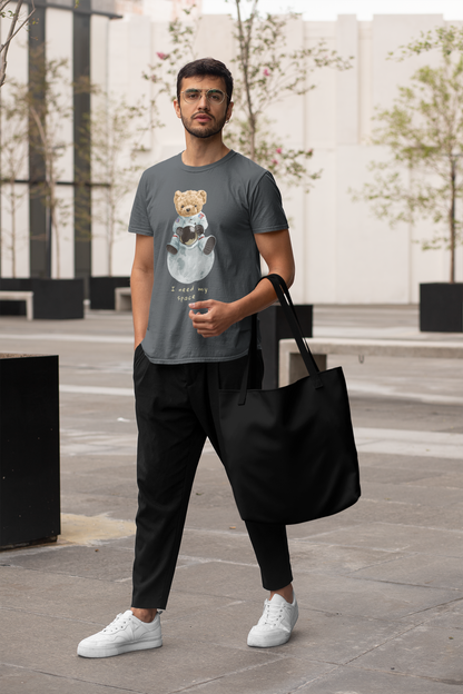 Astronaut Teddy Need my Space Front - Unisex Erwachsenen Bio Baumwolle Kurzarm Shirt Creator T-Shirt 2.0 ST/St SH