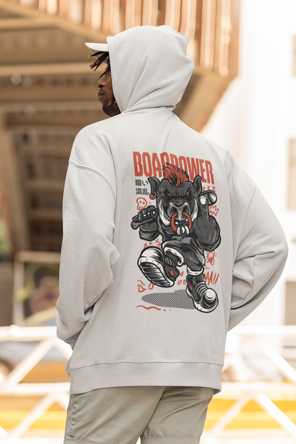 BOAR POWER Dark Chaos Warrior Streetwear - Slammer Bio Oversized Unisex Hoodie Erwachsenen SH