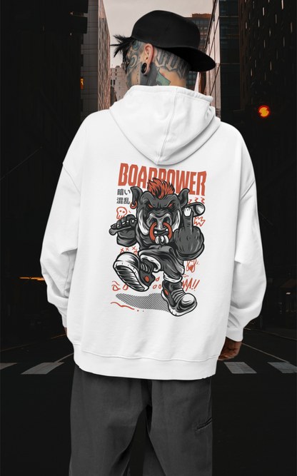 BOAR POWER Dark Chaos Warrior Streetwear - Slammer Bio Oversized Unisex Hoodie Erwachsenen SH