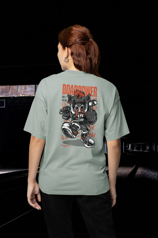 BOAR POWER  Warrior Streetwear Backprint - Freestyler Bio Oversized Unisex T-Shirt Erwachsene SH