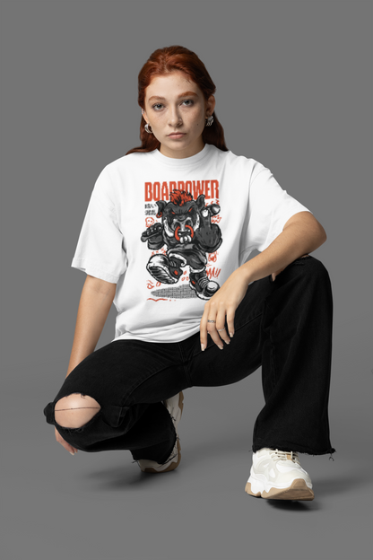 BOAR POWER Warrior Streetwear Frontprint - Freestyler Bio Oversized Unisex T-Shirt Erwachsene SH
