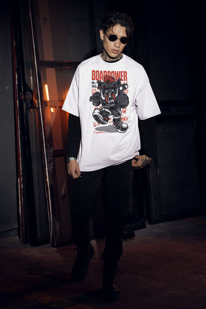 BOAR POWER Warrior Streetwear Frontprint - Freestyler Bio Oversized Unisex T-Shirt Erwachsene SH