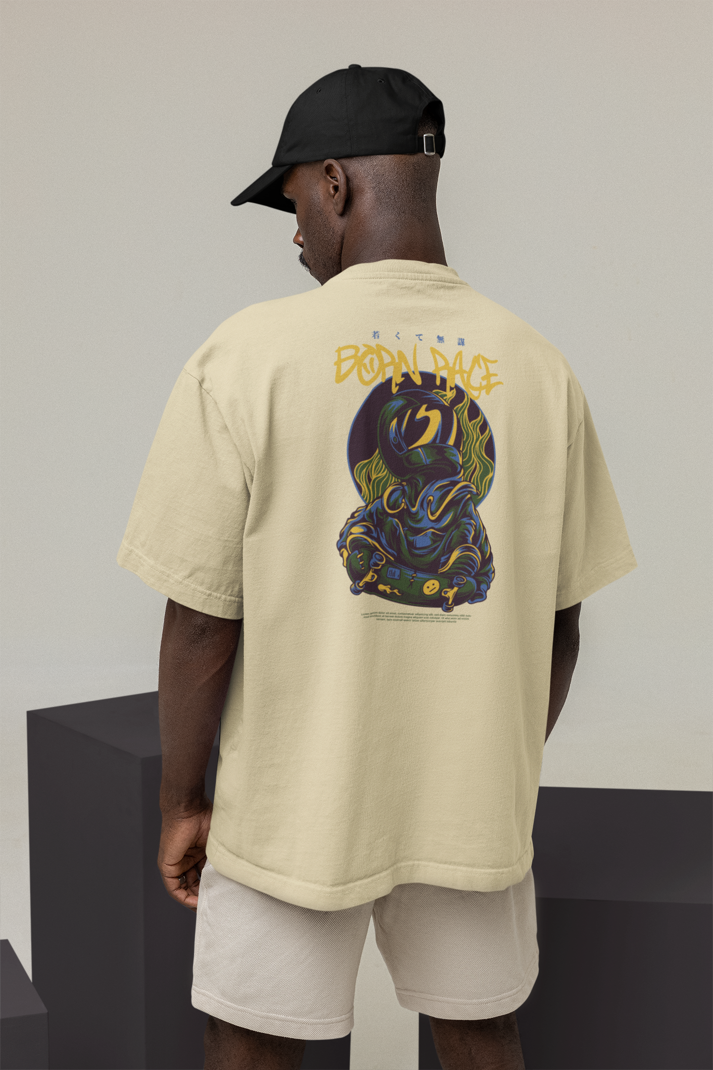 BORN RACE Warrior Streetwear Backprint - Freestyler Bio Oversized Unisex T-Shirt Erwachsenen SH  - Freestyler Heavy Oversized T-Shirt ST/ST