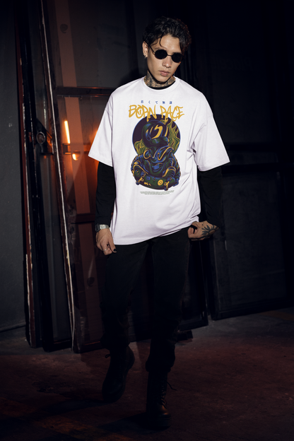 BORN RACE Warrior Streetwear Frontprint - Freestyler Bio Oversized Unisex T-Shirt Erwachsene SH