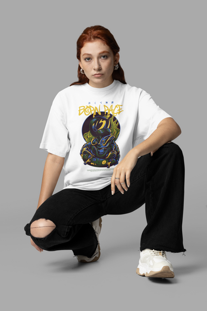 BORN RACE Warrior Streetwear Frontprint - Freestyler Bio Oversized Unisex T-Shirt Erwachsene SH