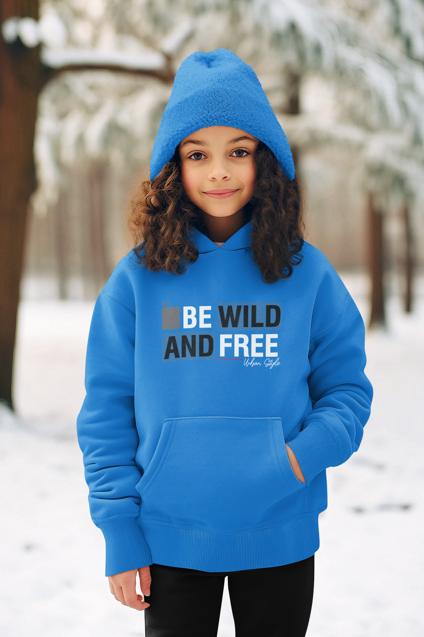 Hochwertiger Mittelschwerer Fleece-Hoodie für Jugendliche - Be Wild and Free Urban Style - Weltweit verfügbar - GL