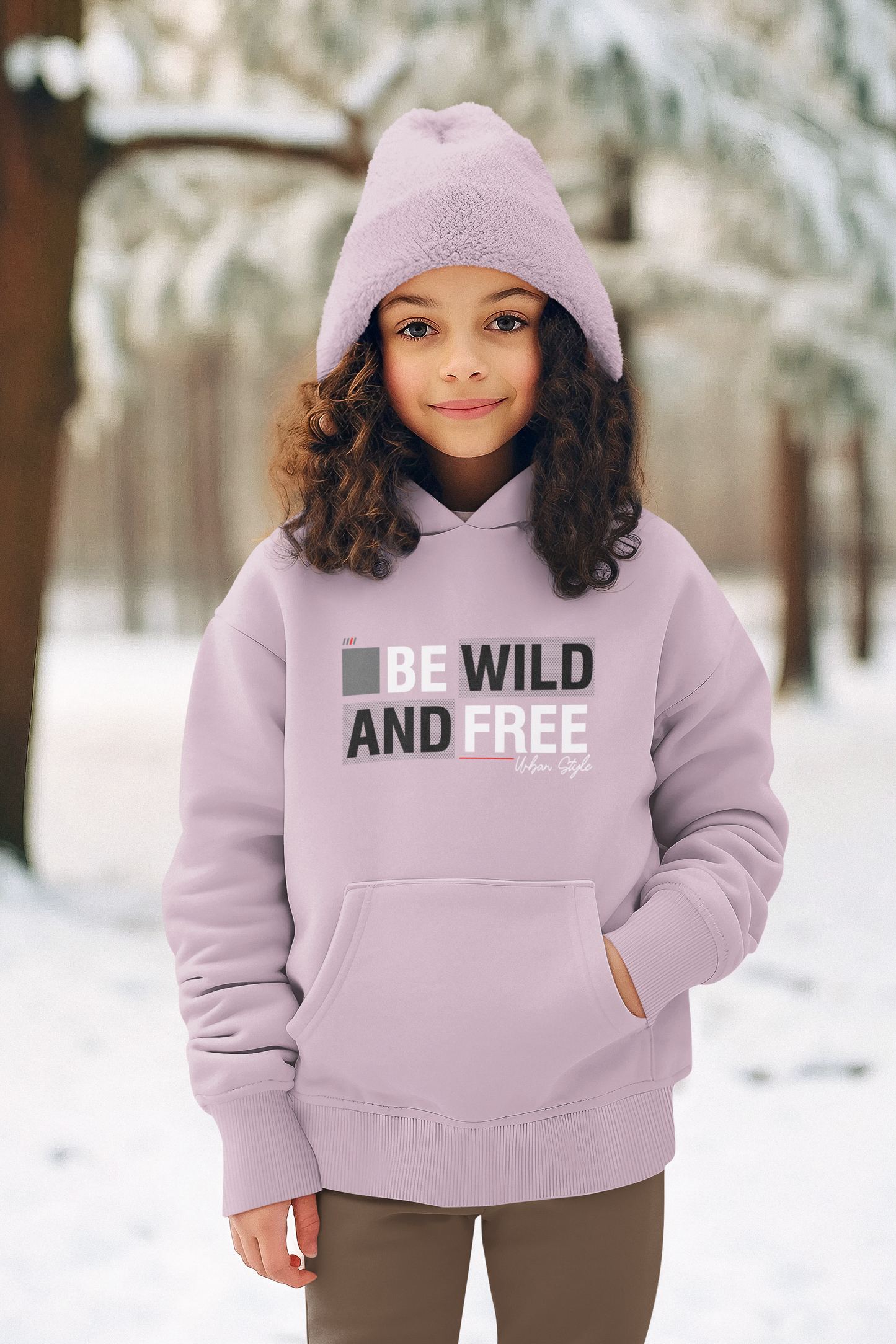 Hochwertiger Mittelschwerer Fleece-Hoodie für Jugendliche - Be Wild and Free Urban Style - Weltweit verfügbar - GL