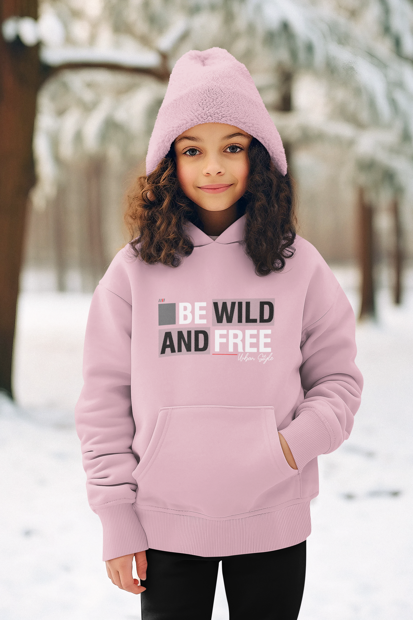 Hochwertiger Mittelschwerer Fleece-Hoodie für Jugendliche - Be Wild and Free Urban Style - Weltweit verfügbar - GL