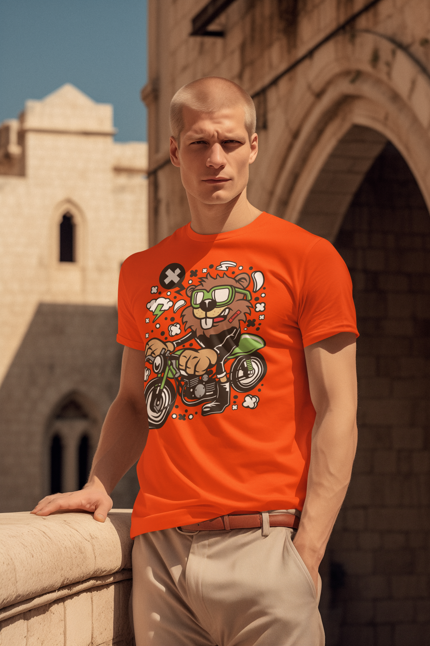 Camiseta con diseño de Castor Racer de dibujos animados