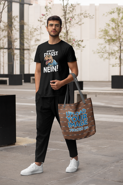 Bevor du Fragst - Nein! Dinosaurier Front - Unisex Erwachsenen Bio Baumwolle Kurzarm Shirt Creator T-Shirt 2.0 ST/ST SH