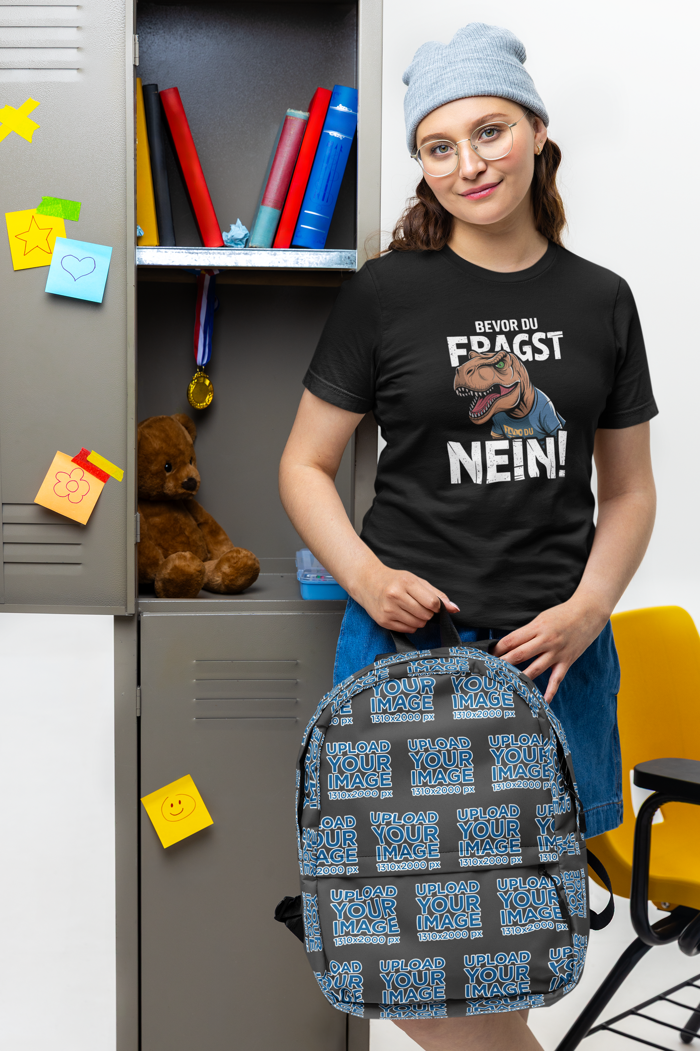 Bevor du Fragst - Nein! Dinosaurier Front - Unisex Erwachsenen Bio Baumwolle Kurzarm Shirt Creator T-Shirt 2.0 ST/ST SH