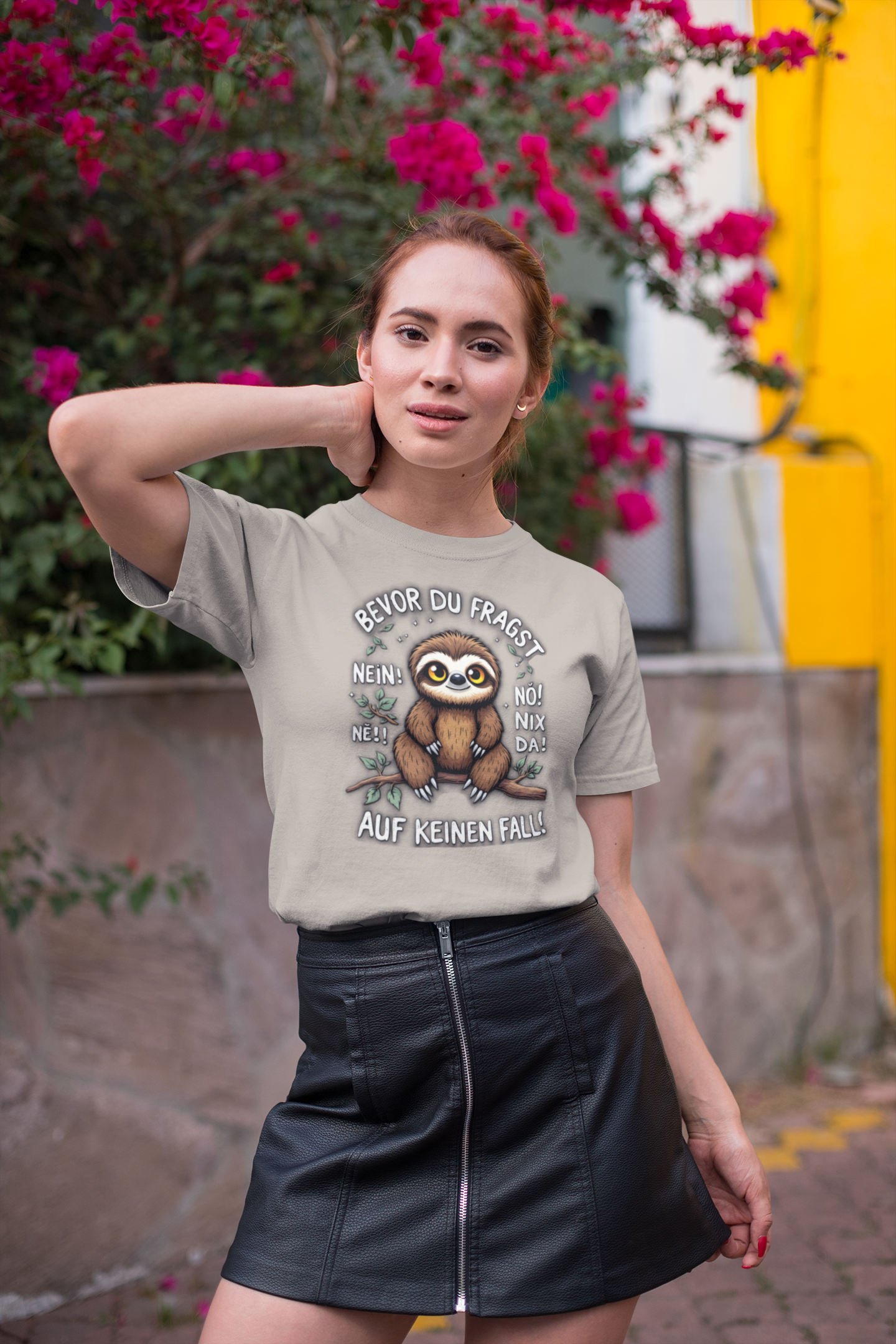 Bevor du Fragst - Nein! No! Nö! Ne! Nix Da! Faultier - Unisex Erwachsenen Bio Creator T-Shirt 2.0 ST/ST SH