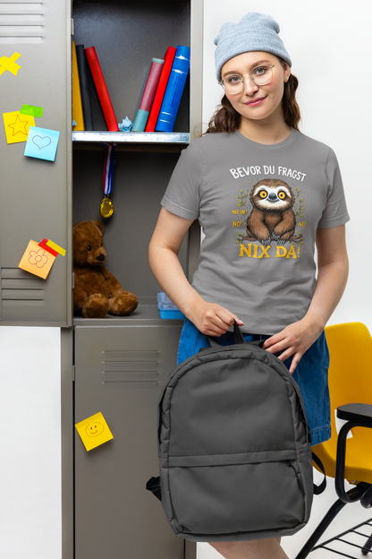 Bevor du Fragst - Nein! Nö! Ne! Nix Da! Faultier groß Front  - Unisex Erwachsenen Bio Baumwolle Kurzarm Shirt Creator T-Shirt 2.0 ST/St SH