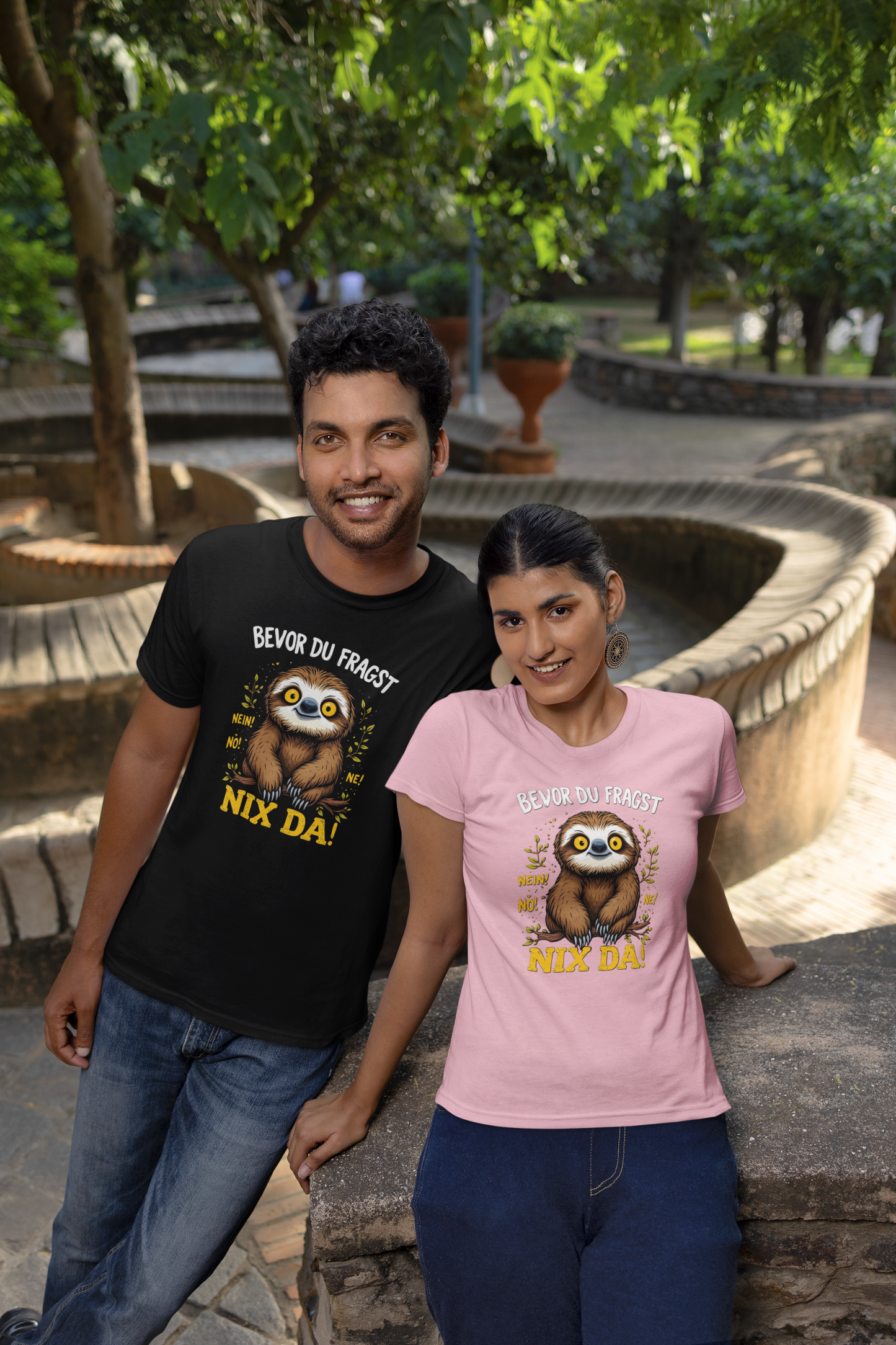 Bevor du Fragst - Nein! Nö! Ne! Nix Da! Faultier groß Front  - Unisex Erwachsenen Bio Baumwolle Kurzarm Shirt Creator T-Shirt 2.0 ST/St SH