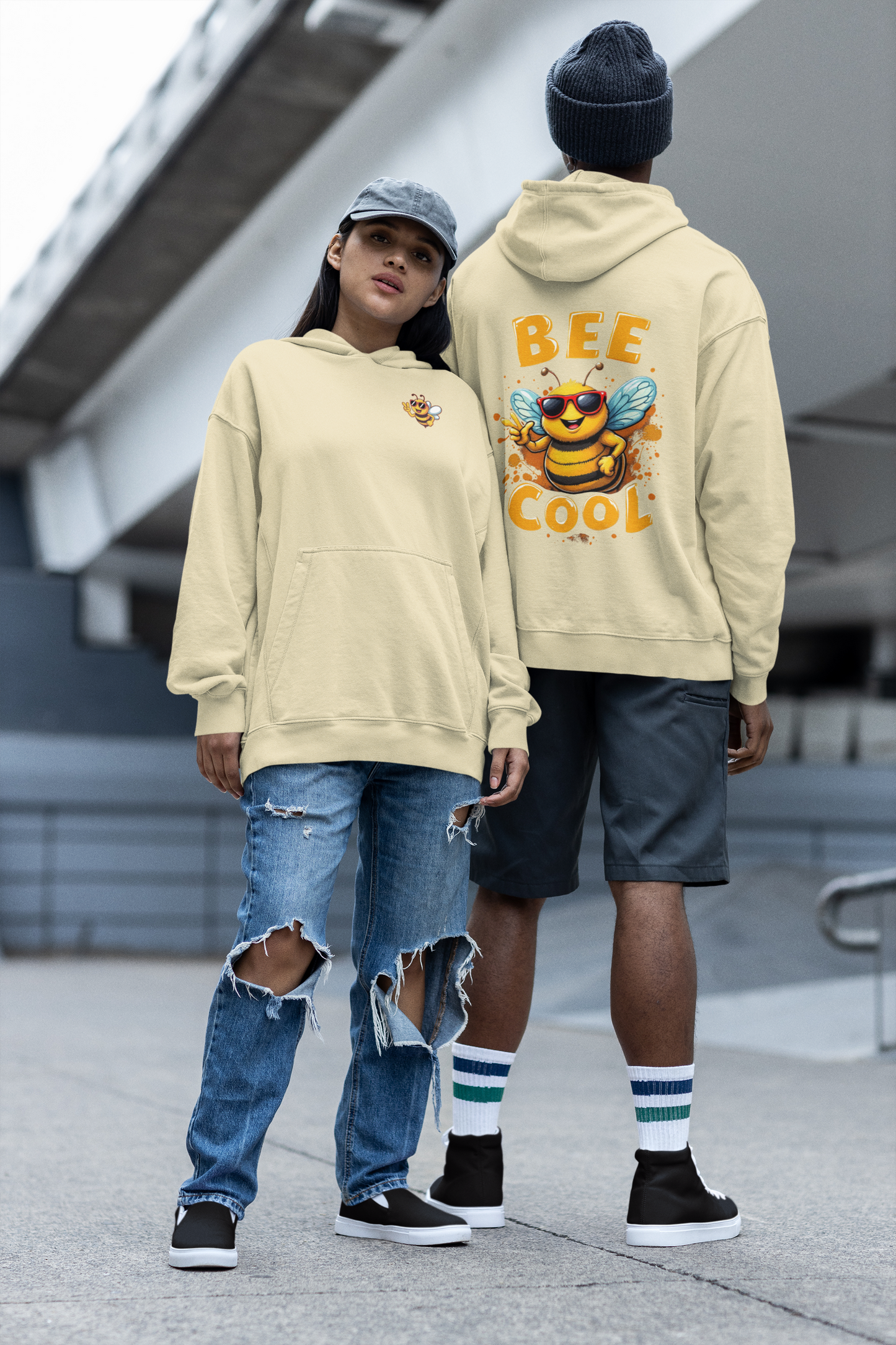 Biene BEE COOL Beidseitiger Druck - Unisex Erwachsenen Bio Oversized Hoodie SH